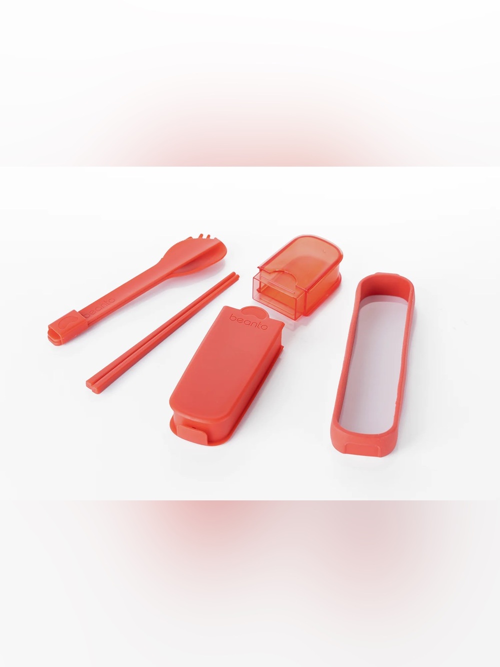 Beanto Red coral Portable Utensil Set with slim case